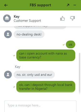 FBS Chat support is fair