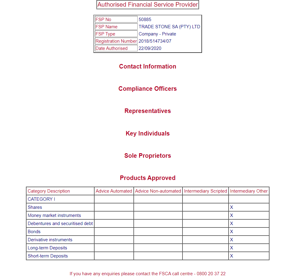 FBS FSCA license