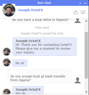 OctaFX Chat Support